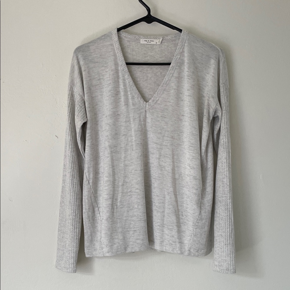 rag & bone Light Gray V-Neck Blouse